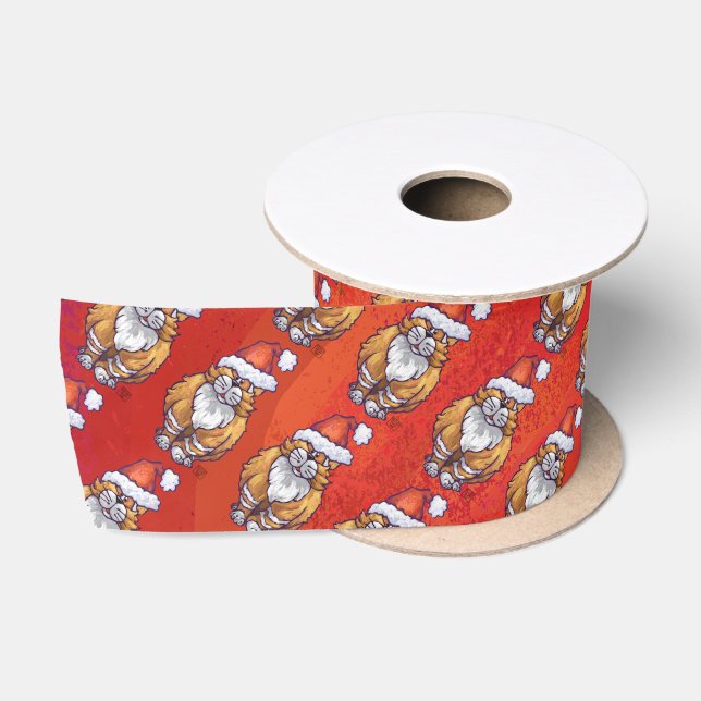 Ginger Cat Christmas On Red Satinband (Spule)