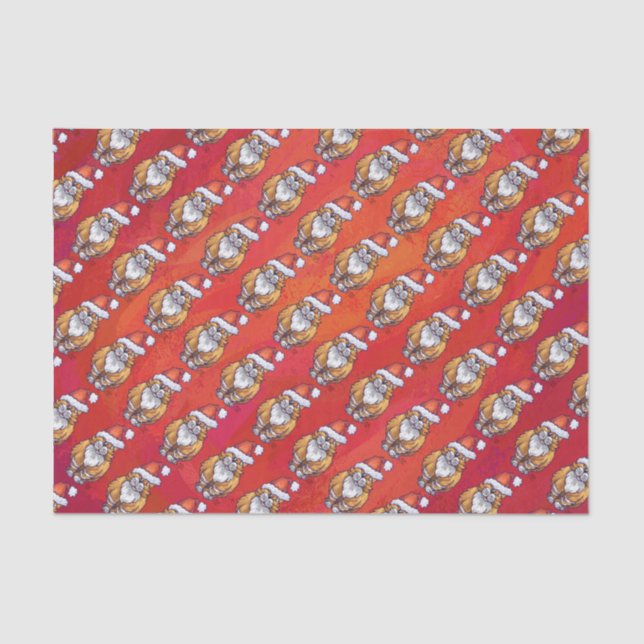 Ginger Cat Christmas On Red Seidenpapier (Vorderseite)