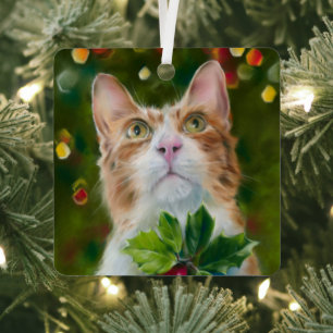Ginger Cat Christmas Wonder Ornament Aus Metall