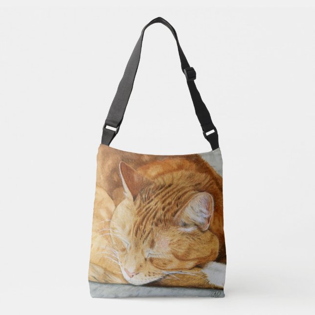Ginger Cat Cross Body Bag Tragetaschen Mit Langen Trägern (Vorderseite)