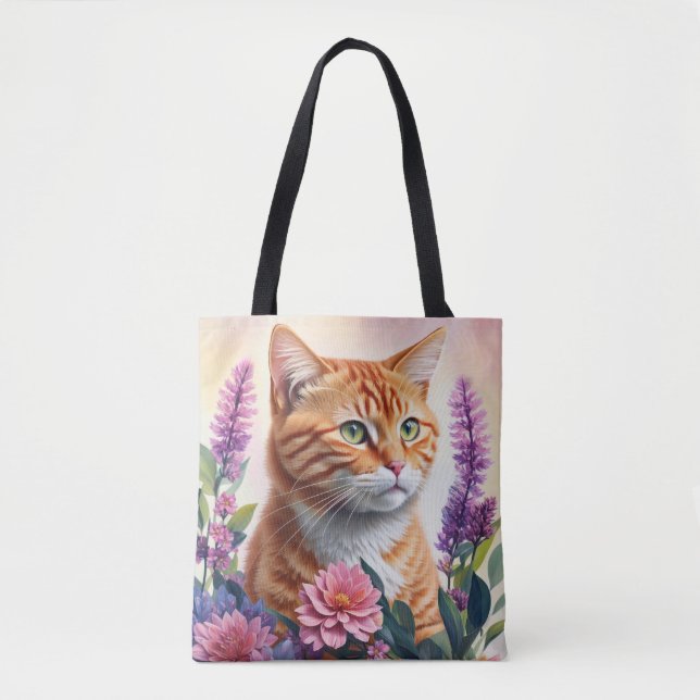 Ginger Cat Floral Multicolor Art Tasche (Vorderseite)