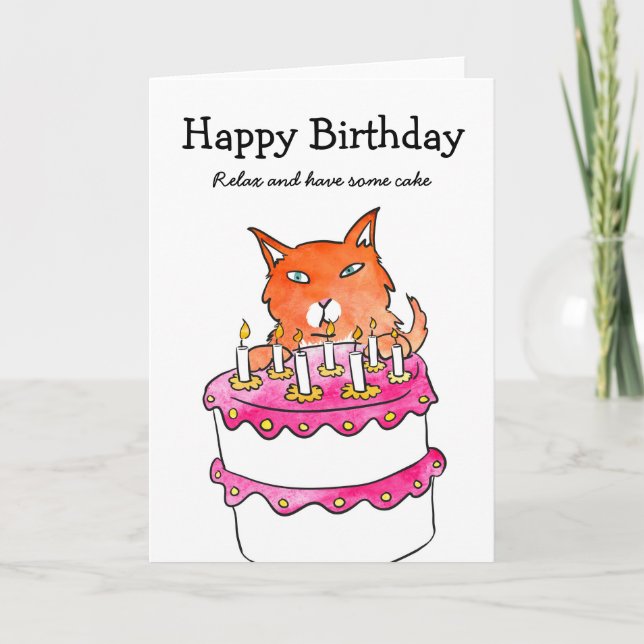 Ginger Cat Geburtstagskarte Karte (Vorderseite)