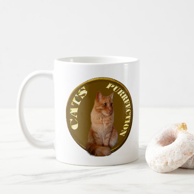 Ginger Cat Gold Coin, Kaffee Tasse (Mit Donut)