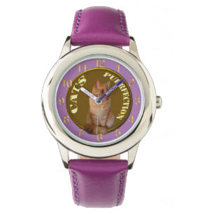 Ginger Cat Gold Coin, Kids Lila Watch Armbanduhr