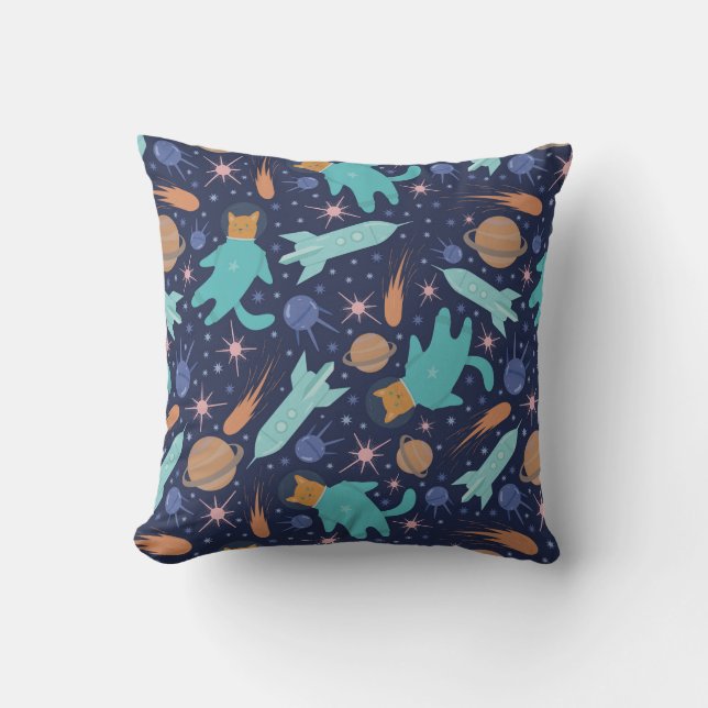 Ginger Cat in Space Galaxy Abenteuer Kissen (Vorderseite)