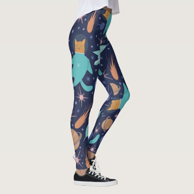Ginger Cat in Space Galaxy Abenteuer Leggings (Rechts)