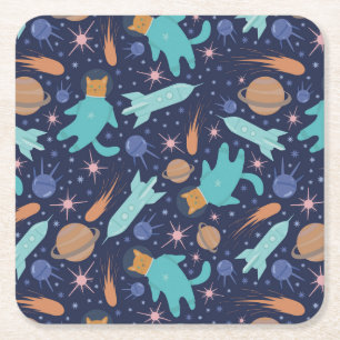 Ginger Cat in Space Galaxy Abenteuer Rechteckiger Pappuntersetzer