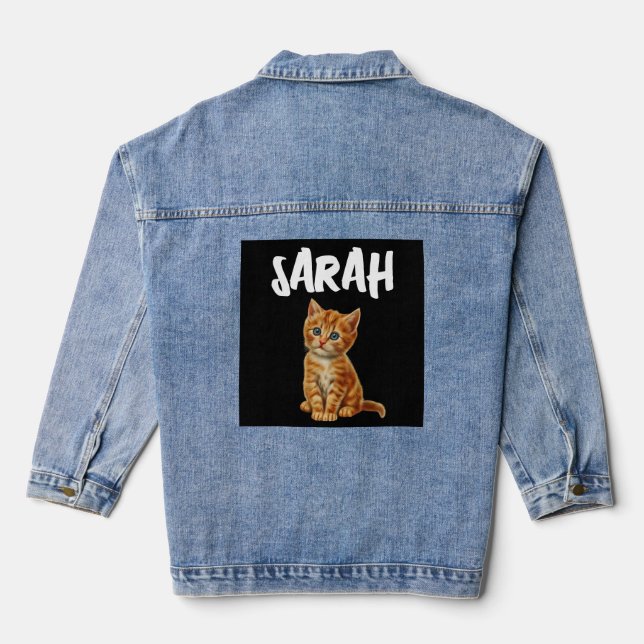 GINGER CAT KITTEN PERSONALISIERT Denim Jean Jacket Jeansjacke (Rückseite)