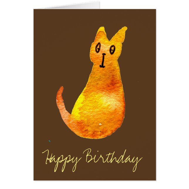 Ginger cat mignon aquarelle illustration art (Devant)