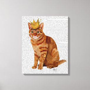 Ginger Cat mit Crown Full Leinwanddruck
