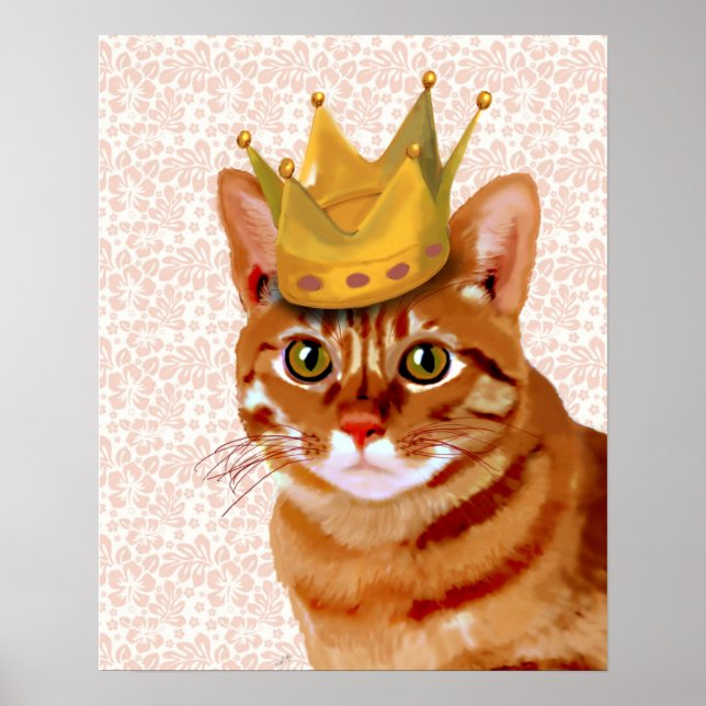 Ginger Cat mit Crown Portrait Poster (Vorne)
