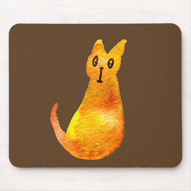 Ginger Cat niedliche Aquarellbilderkunst Mousepad (Vorne)
