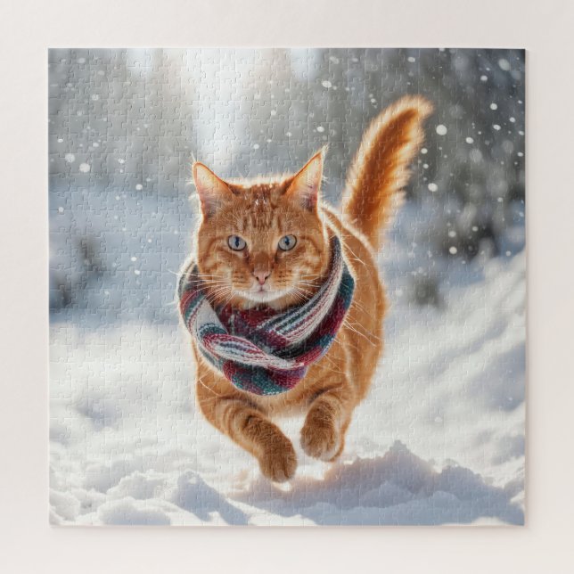 Ginger Cat On Snow (Vertikal)