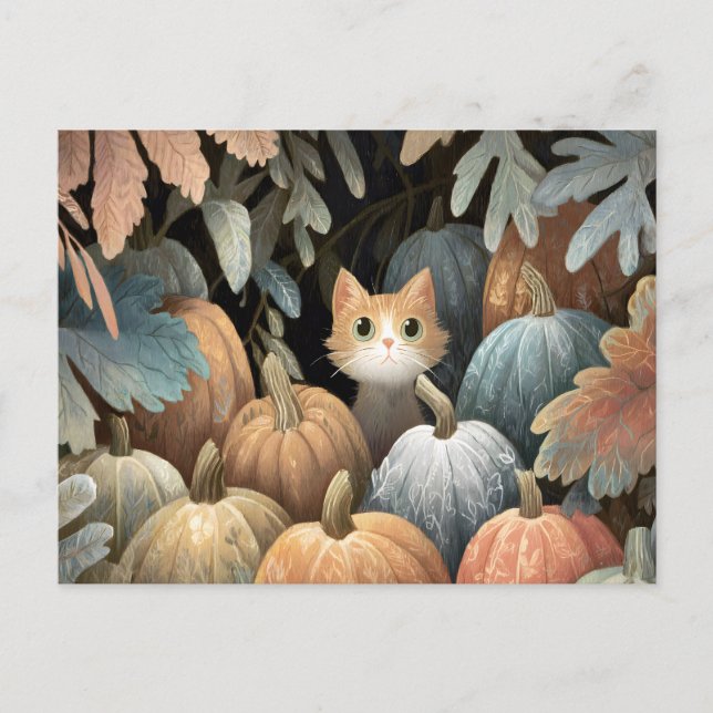 Ginger Cat Pumpkin Patch Postkarte (Vorderseite)