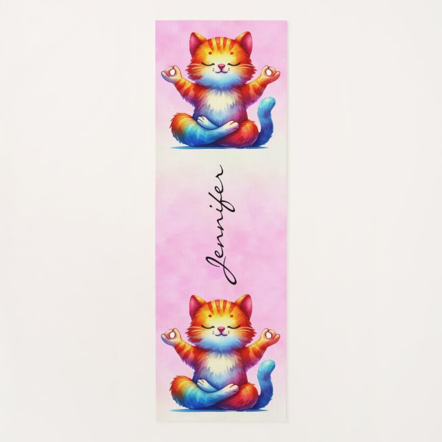 Ginger Cat Tabby Cat Pink Yoga Mat Yogamatte (Vorderseite)