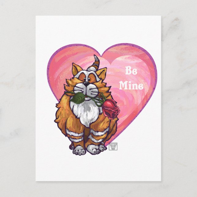 Ginger Cat Valentine's Day Feiertagspostkarte (Vorderseite)