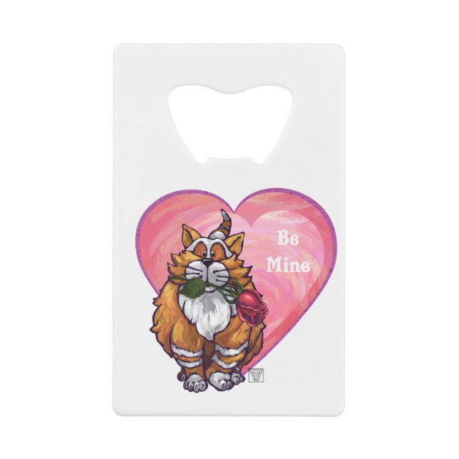 Ginger Cat Valentine's Day Geldkarten Flaschenöffner (Vorderseite)