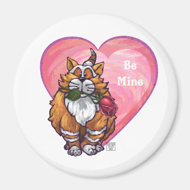 Ginger Cat Valentine's Day Magnet (Vorne)