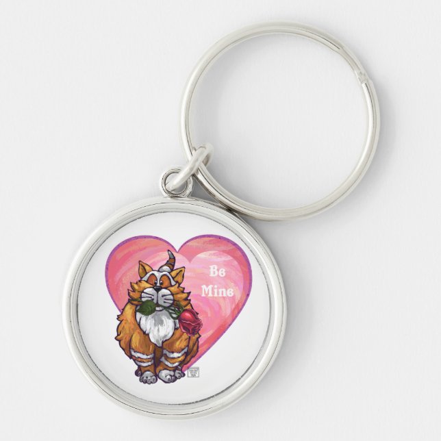 Ginger Cat Valentine's Day Schlüsselanhänger (Vorne)