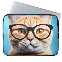 Ginger Cat Wearing Glasses Laptopschutzhülle
