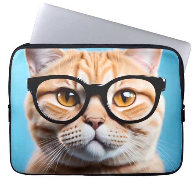 Ginger Cat Wearing Glasses Laptopschutzhülle (Vorderseite)