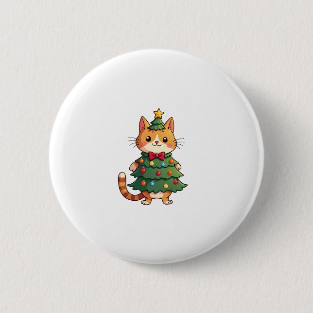 Ginger Cat Weihnachtsbaum Niedlich Xmas 4 Button (Vorderseite)
