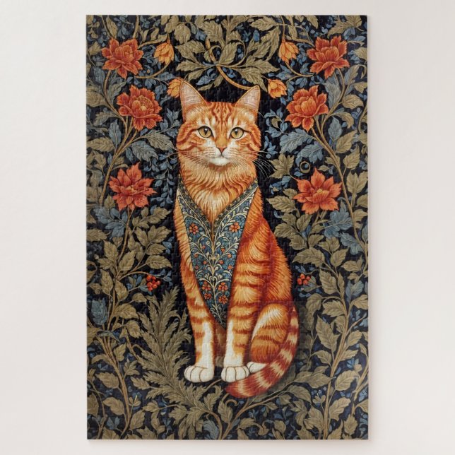 Ginger Cat William Morris Inspirierte floral (Vertikal)