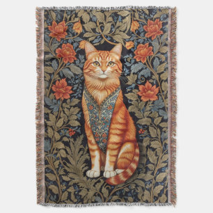 Ginger Cat William Morris Inspirierte floral Decke