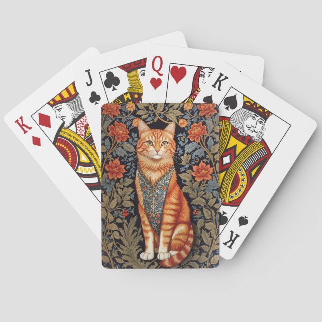 Ginger Cat William Morris Inspirierte floral Spielkarten (Rückseite)