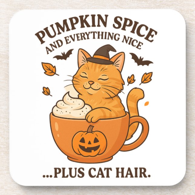 Ginger Cat Witch - Niedliches Halloween-Design mit Getränkeuntersetzer (Vorderseite)