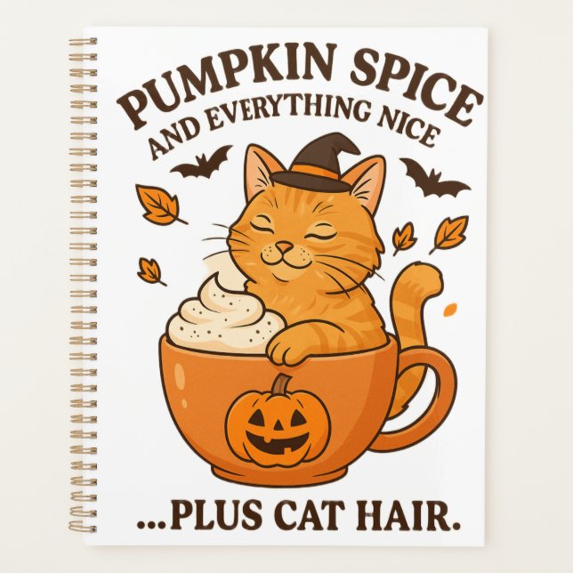 Ginger Cat Witch - Niedliches Halloween-Design mit Planer (Vorderseite)