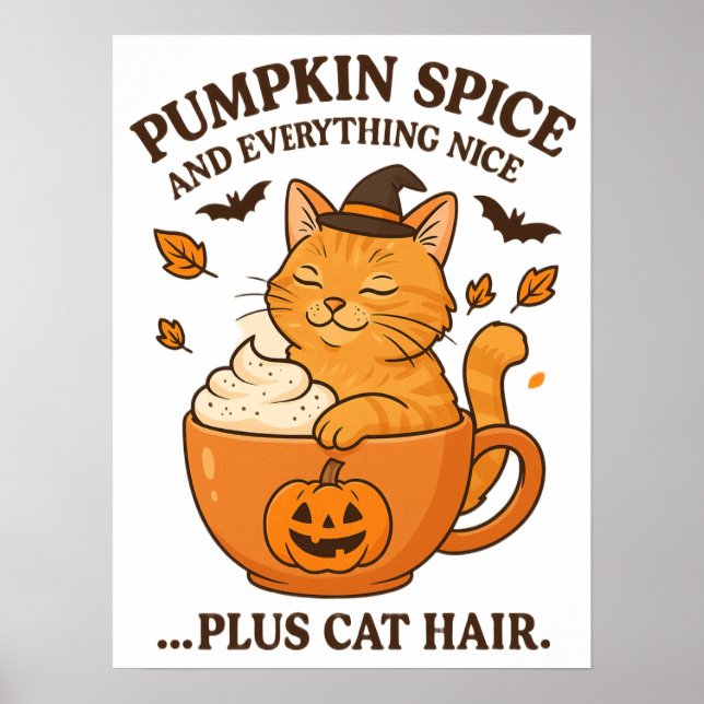 Ginger Cat Witch - Niedliches Halloween-Design mit Poster (Vorne)