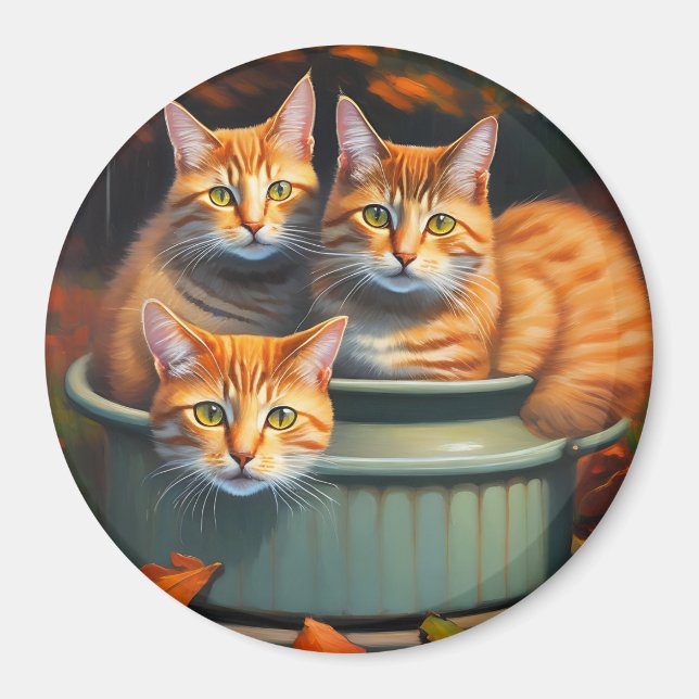 Ginger Cats Pot Pflanze, Kühlschrankmagnet (Vorne)