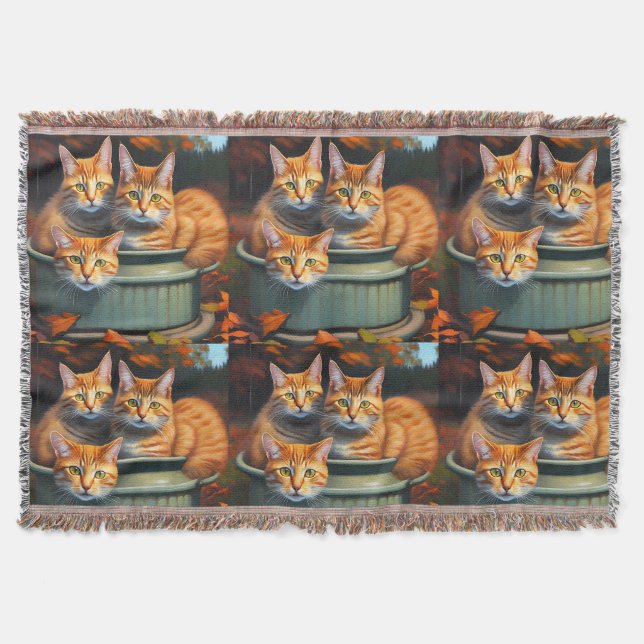 Ginger Cats Pot Pflanze, Throw Blanket Decke (Vorderseite)