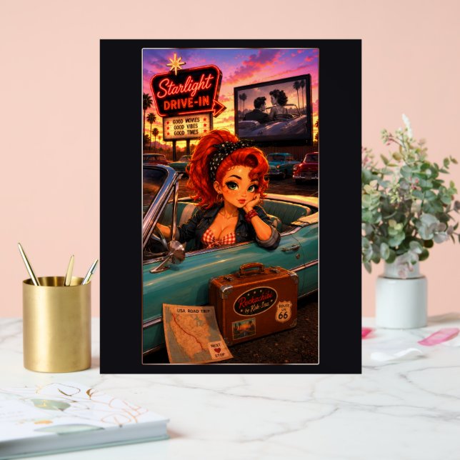 Ginger Chibi Rockabilly Acrylschild (Hochzeit)