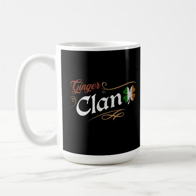 Ginger Clan Irisches Erbe Shamrock Vintage Kaffeetasse (Links)