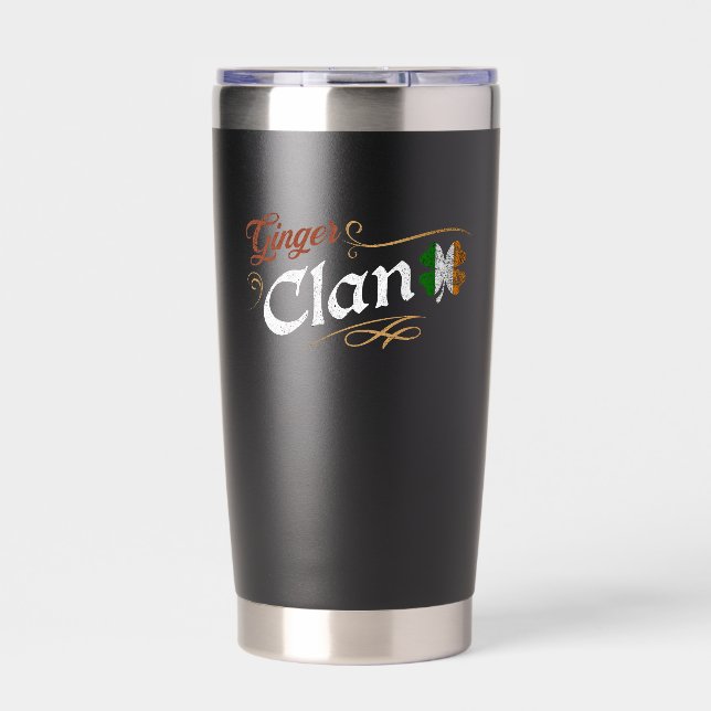 Ginger Clan Irisches Erbe Shamrock Vintage Thermobecher (Vorderseite)