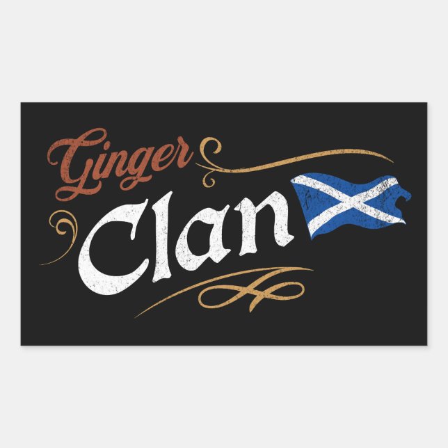 Ginger Clan Schottische Flagge Lustige Rotschopf-H Rechteckiger Aufkleber (Vorderseite)