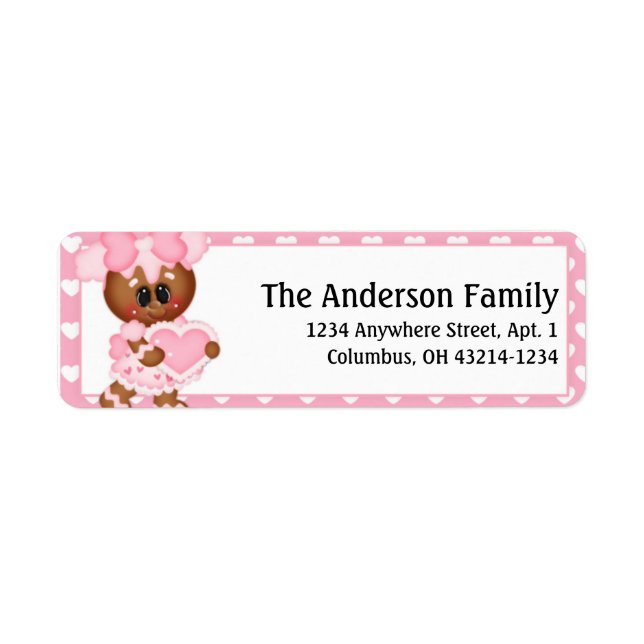 Ginger Cookie Valentine's Day Address Labels d4 (Vorne)
