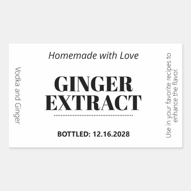 Ginger Extract Modern Label Sticker ZEX_001h (Vorderseite)
