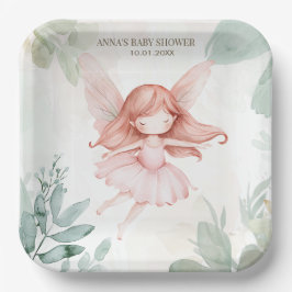 Ginger Fairy Girl Baby Shower Pappteller