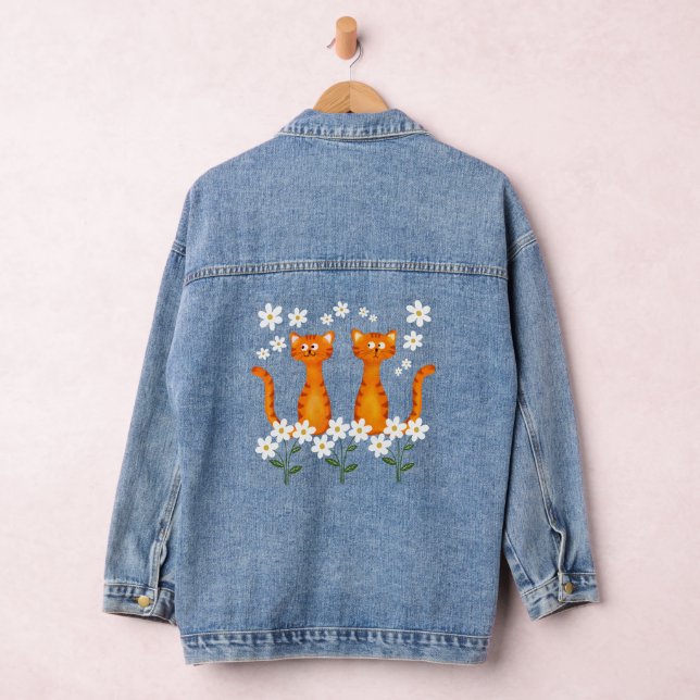 Ginger Floral Orange Cat Energy Jeansjacke (Hangar)