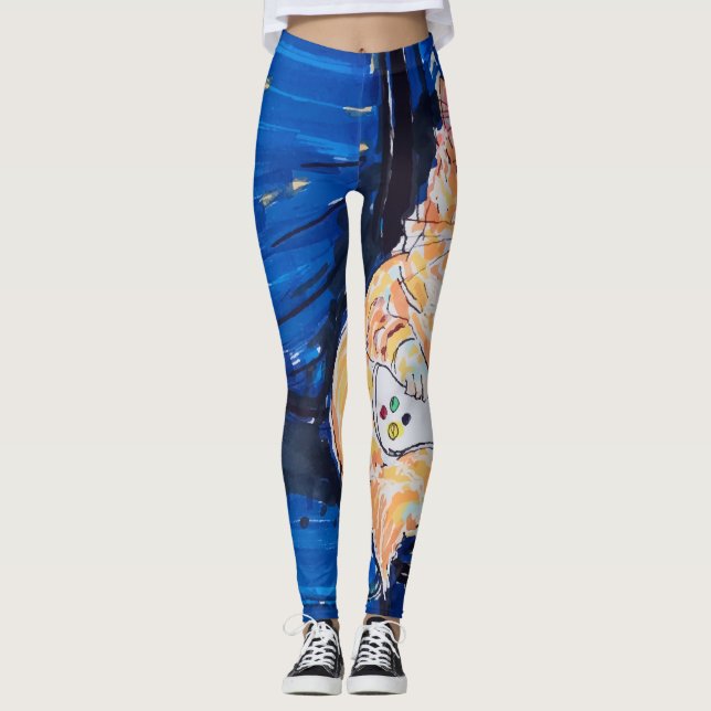 Ginger Gamer Cat Leggings (Vorderseite)