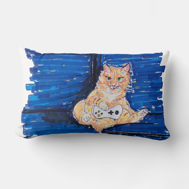 Ginger Gamer Cat Lendenkissen (Vorderseite)