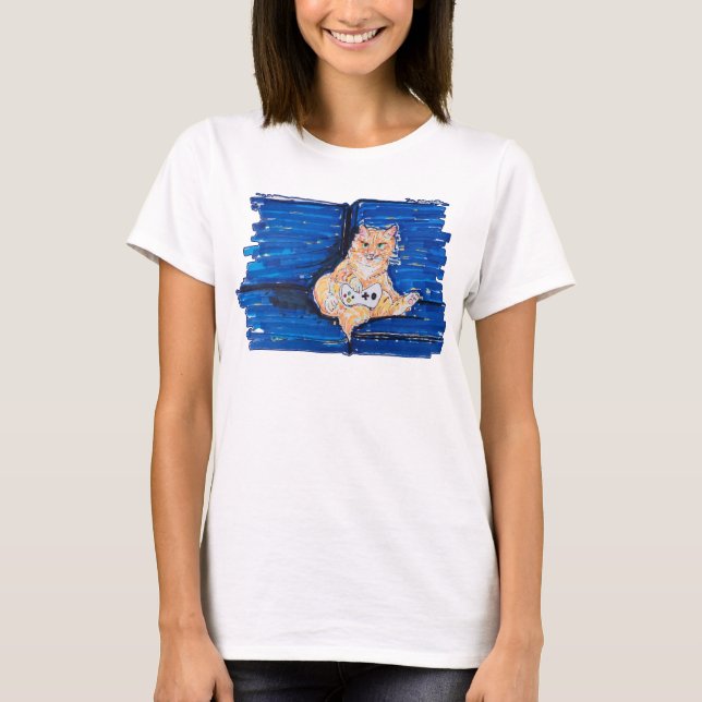 Ginger Gamer Cat T-Shirt (Vorderseite)