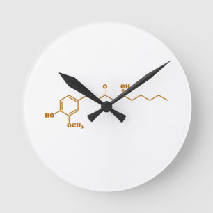 Ginger Gingerol Molecule Chemical Formula Runde Wanduhr