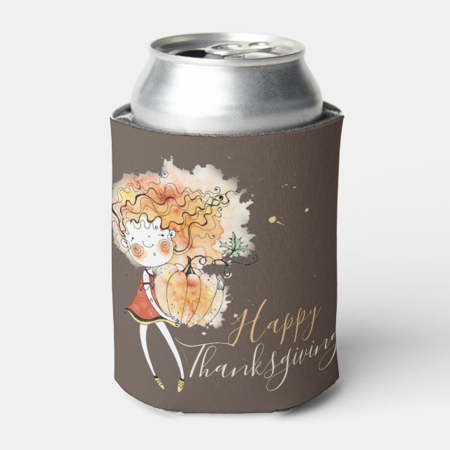 Ginger Girl mit Pumpkin-Erntedank Dosenkühler (Kanne Vorderseite)