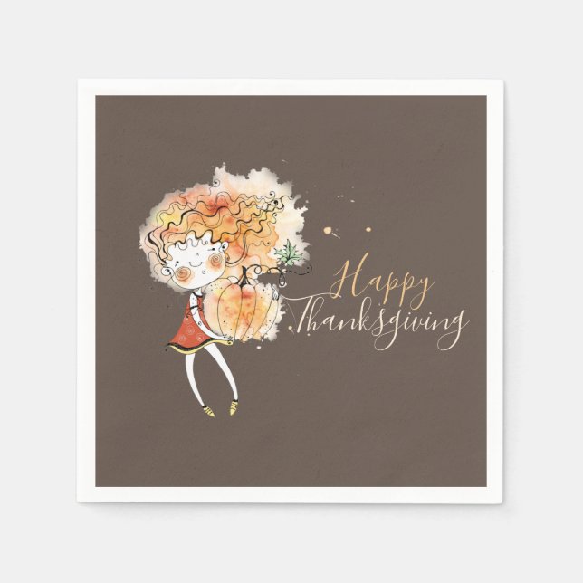 Ginger Girl mit Pumpkin-Erntedank Serviette (Vorderseite)