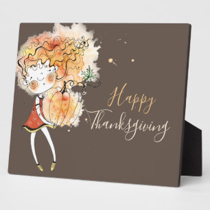 Ginger Girl mit Pumpkin Erntedank Tabletop Fotoplatte