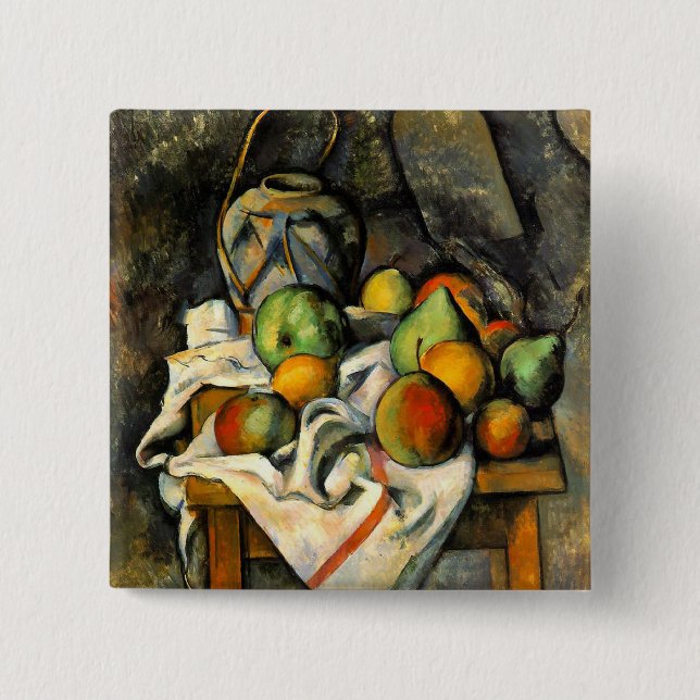 Ginger Jar and Fruit - Paul Cezanne - c1895 Button (Vorderseite)